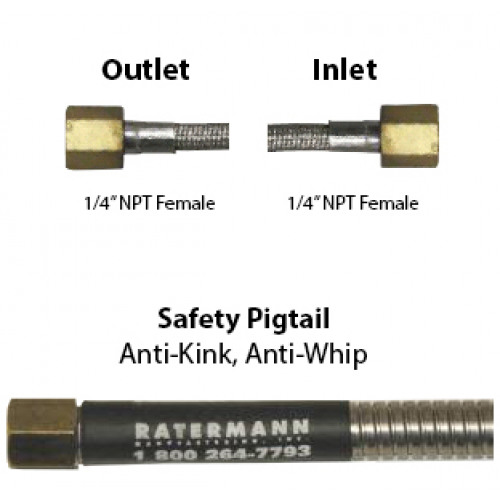 Stainless Steel PTFE 3600psi Armor Hose 440&quot; Length, 1/4&quot; Female x 1/4&quot; Female