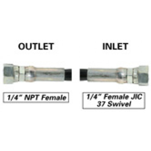 CO2 Thermoplastic Pigtail, 1/4F x 1/4F JIC 37D Swivel, 241 in Length