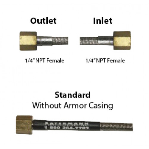 Stainless Steel No-Armor 3000psi Hose 407&quot;L, 1/4&quot; Female NPT Each End