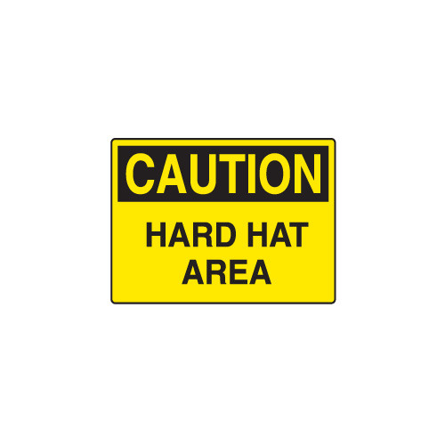 CAUTION Sign 20&quot; x 14&quot;, Self-Adhesive Vinyl, HARD HAT AREA