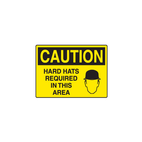 OSHA Caution Sign20x14SA Vinyl-Hard Hats Required In This Area (graphic)