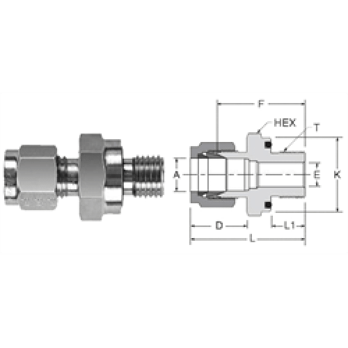 Tube Fitting O-Seal Male Straight Thread Connector