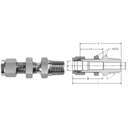 Tube Fitting Bulkhead Male NPT Connector