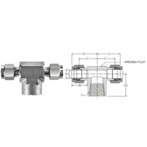 Tube Fitting Female NPT Branch Tee