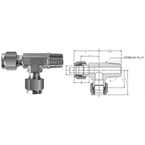 Tube Fitting Male NPT Run Tee