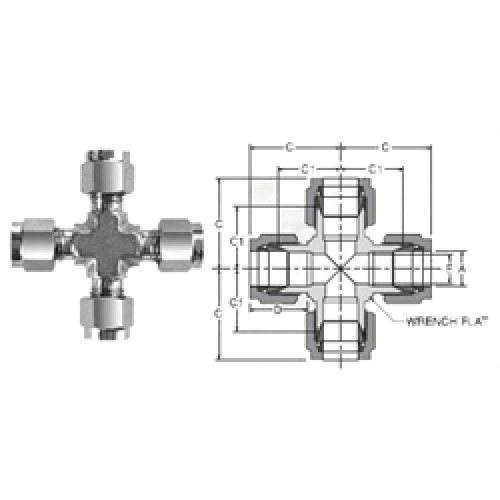 Tube Fitting Union Cross