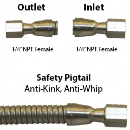 High Pressure 6000PSI PTFE PT, Armored Female x Female