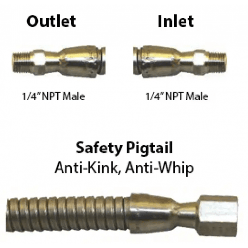 High Pressure 6000PSI PTFE PT, Armored Male x Male