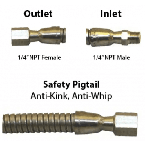 High Pressure 6000PSI PTFE PT, Armored Female x Male