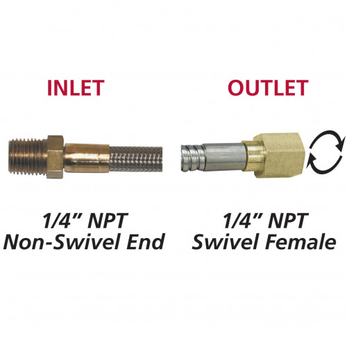 1/4" NPT Male Non-Swivel End x 1/4" NPT Swivel Female