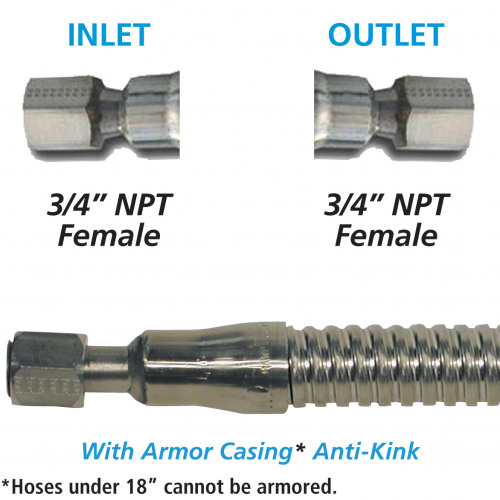 Cryogenic Hose 3/4 ID Armored 3/4 F x 3/4 F NPT - Custom Lengths