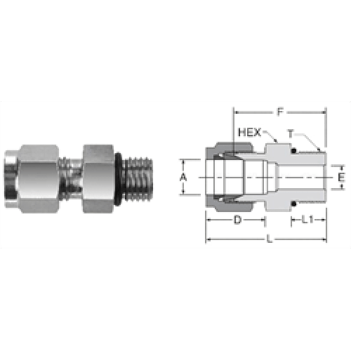 Tube Fitting SAE/MS Male Straight Thread Connector
