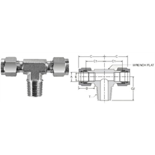Tube Fitting Male NPT Branch Tee