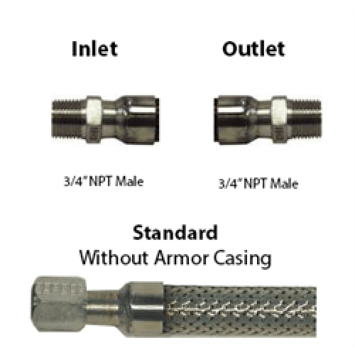 Cryo Hose 3/4 ID 3/4 Male x 3/4 Male NPT, Common Lengths