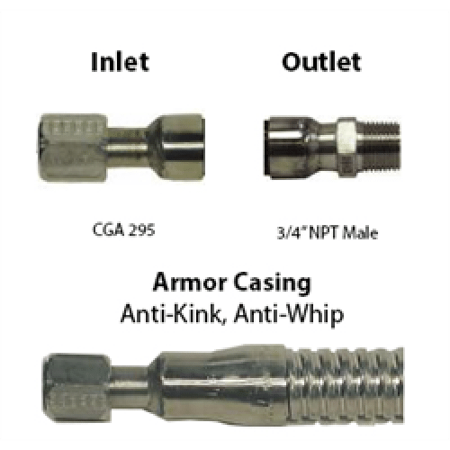 Cryo Hose 3/4 ID CGA 295 x 3/4 Male NPT, Common Lengths