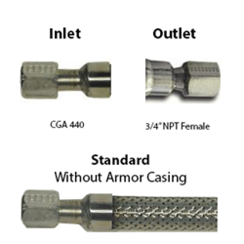 Cryo Hose 3/4 ID CGA 440 x 3/4 Female NPT, Custom Lengths