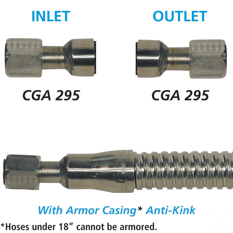 CGA 295 Ends (MOST COMMON Lengths) Cryogenic Hose 3/4" ID Armored 