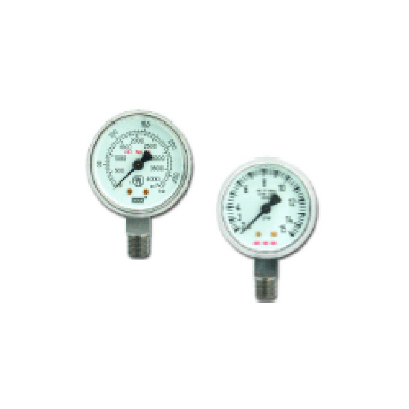 Non Corrosive, White Face, Black #'s, Bottom Port