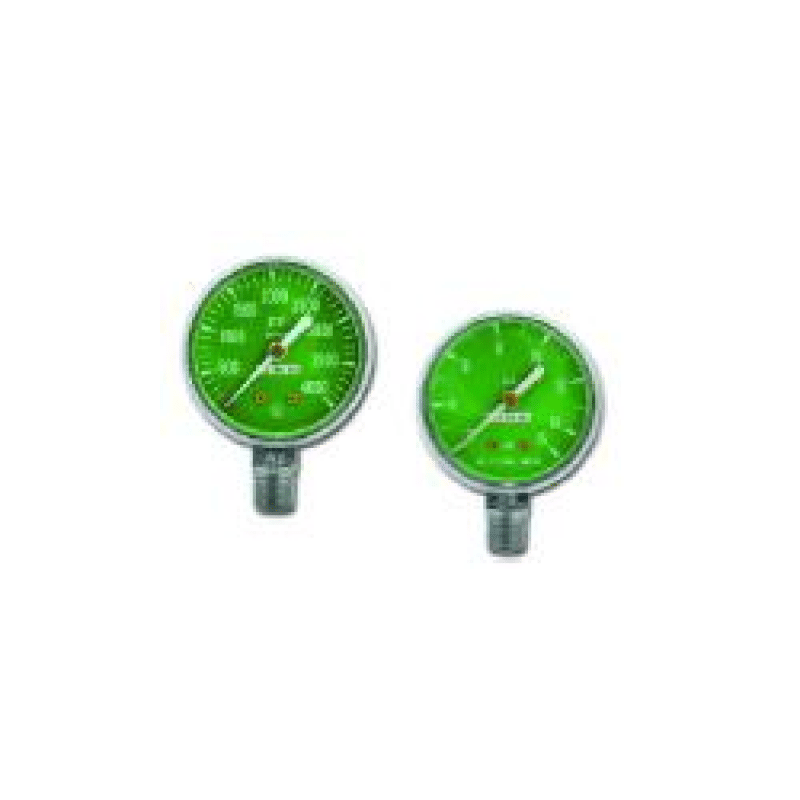 Gauge, O2, Green Face, White #'s, Bottom Port