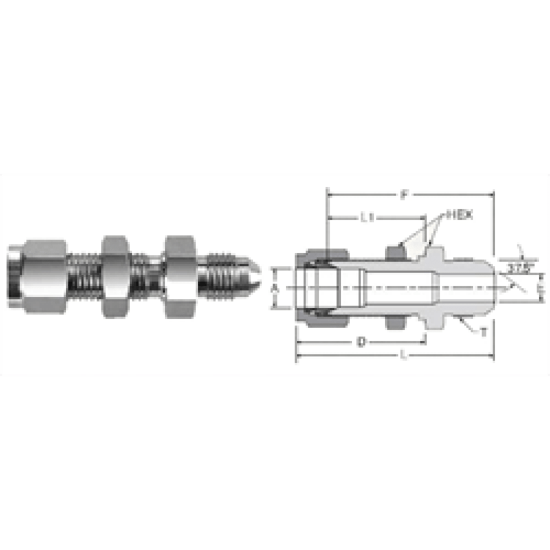 Tube Fitting Bulkhead 37 Degree Flare Union