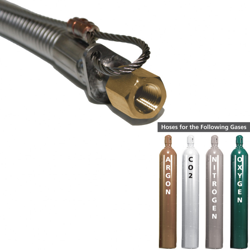 Post Sintered Tethered PTFE Lined S.S. Braided Pigtails - 3600 PSI