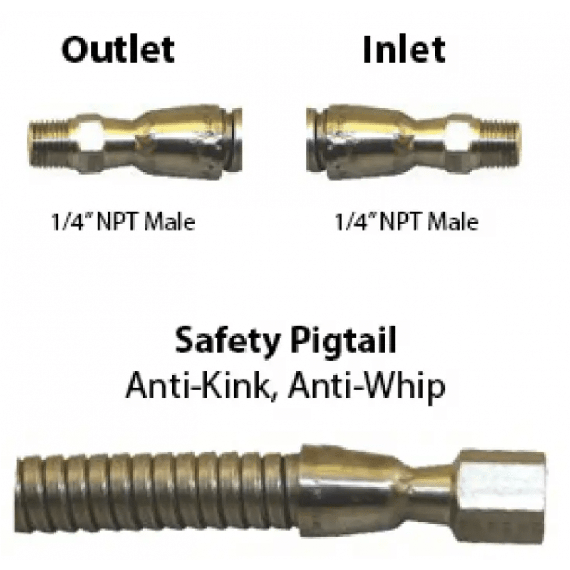 High Pressure 6000PSI PTFE PT, Armored Male x Male