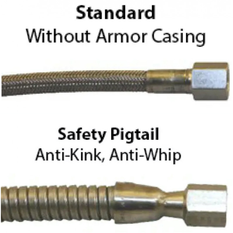 6000 PSI PTFE Pigtails with Stainless Steel Ends