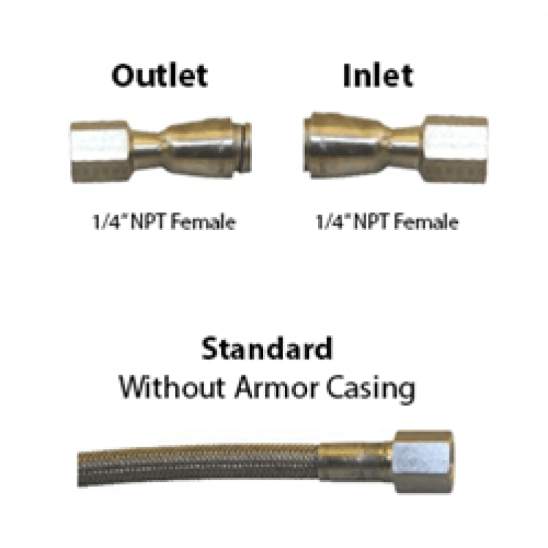 Stainless Steel Pigtails 3850 PSI, Non-Armor Female x Female, Custom Lengths