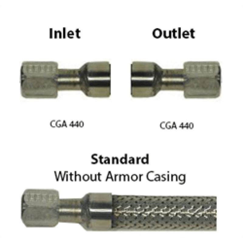 Non-Armored 3/4 ID x CGA 440 Cryogenic Hoses