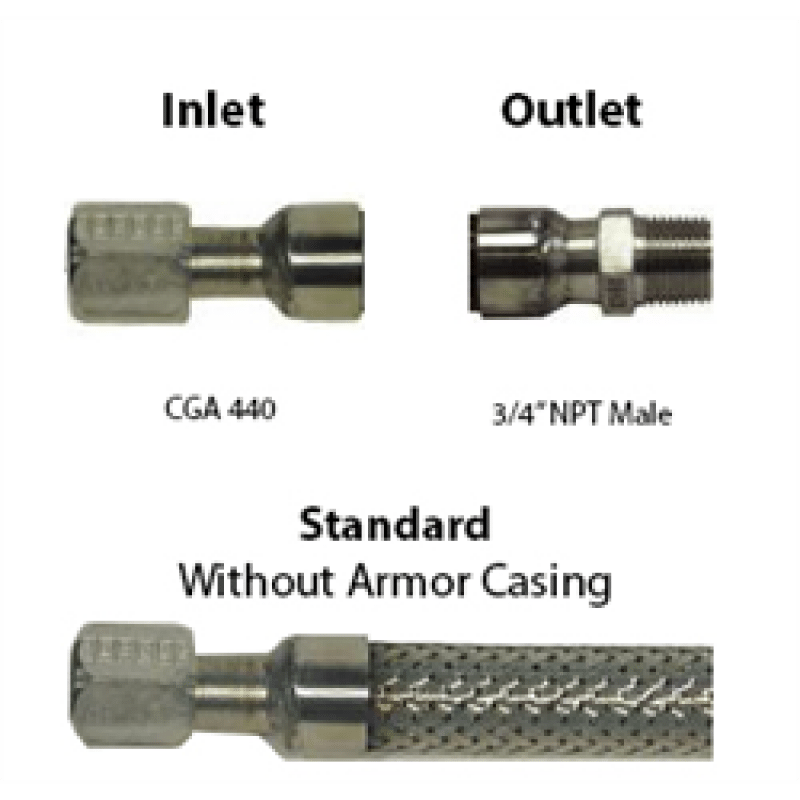 Cryo Hose 3/4 ID CGA 440 x 3/4 Male NPT, Common Lengths